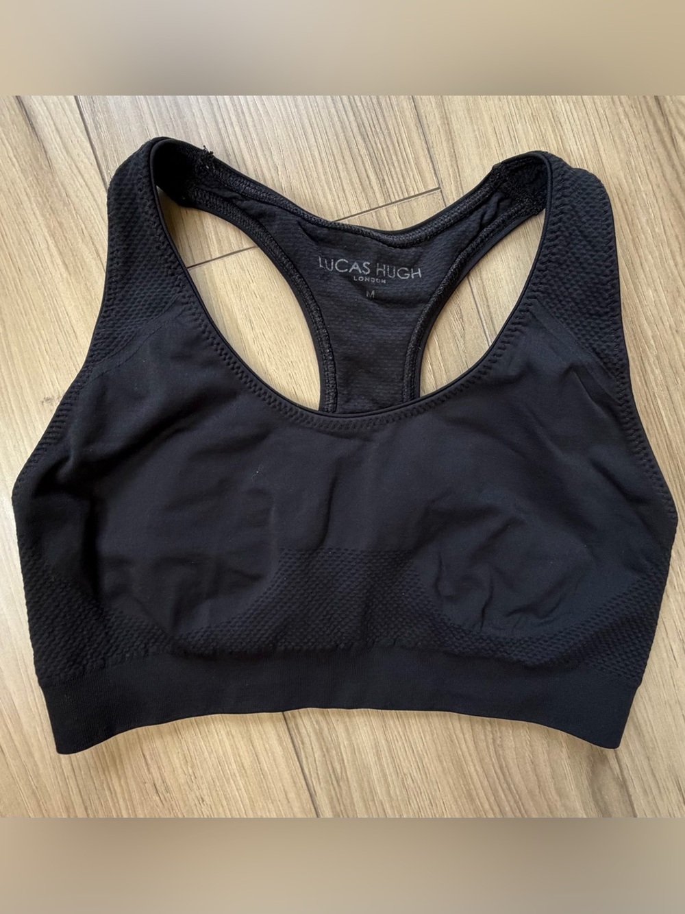 Lucas Hugh Black Seamless Racerback Sports Bra sz M No pads